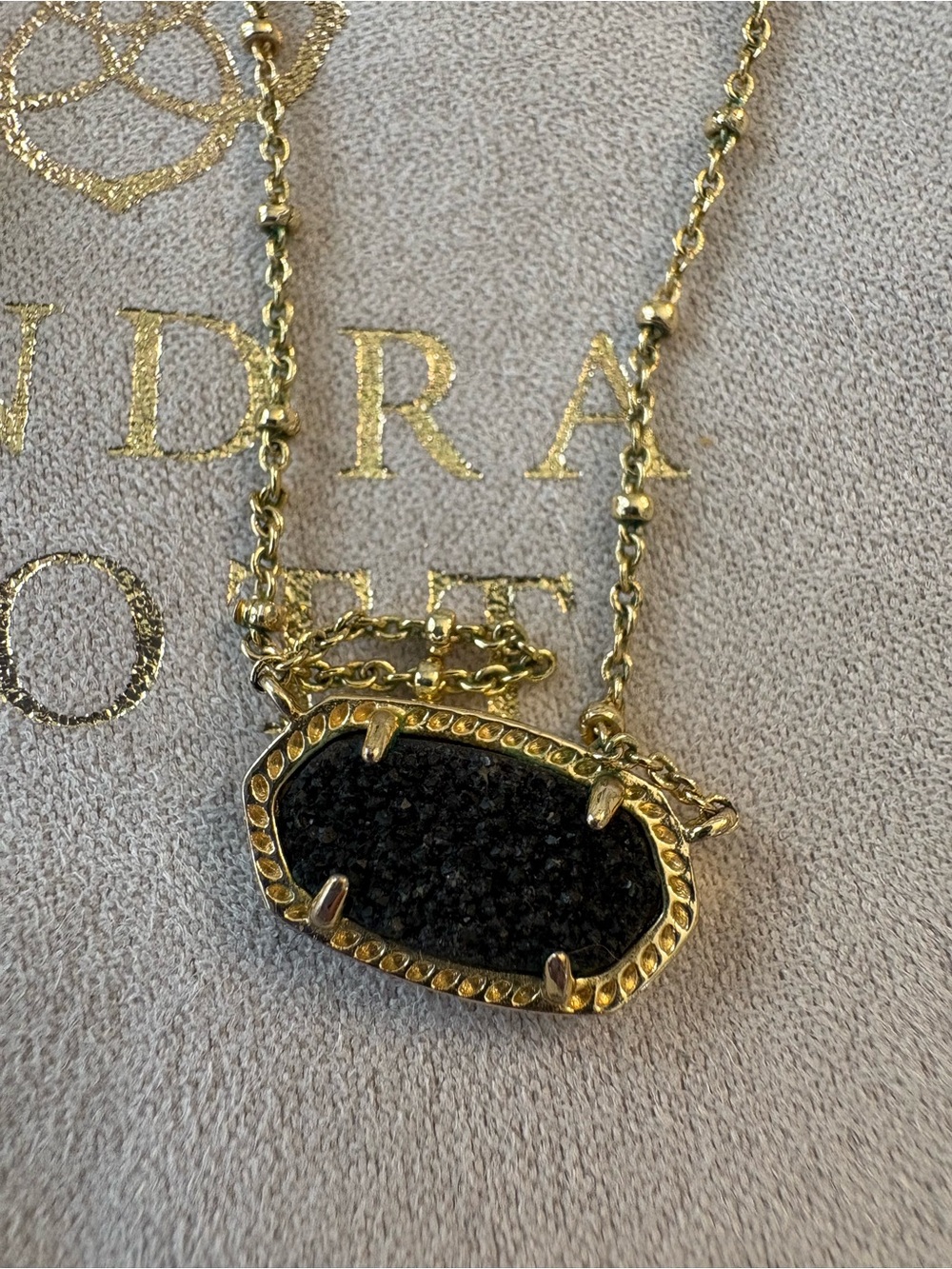 Kendra Scott Elisa Necklace Gold Black Drusy